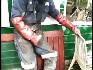 Great Guy In Waders, Rubber Boots, Mud And Overall free video