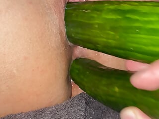 Big Veggies In Pussy, Double Anal Fucked And Oiled Fisted free video