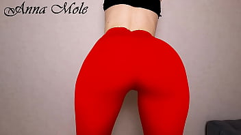 Pawg In Red Leggings And High Heels Wags Her Ass And Masturbates Her Pussy Close Up free video