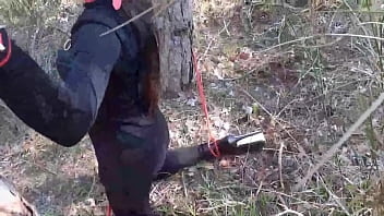 Tied To A Tree On A Sexy Outfit, Masked And Outdoor Deepthroat With No Mercy free video