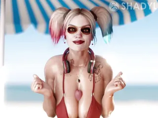 Harley Quinn Beach Titty Fuck (White Version) (Dc) free video